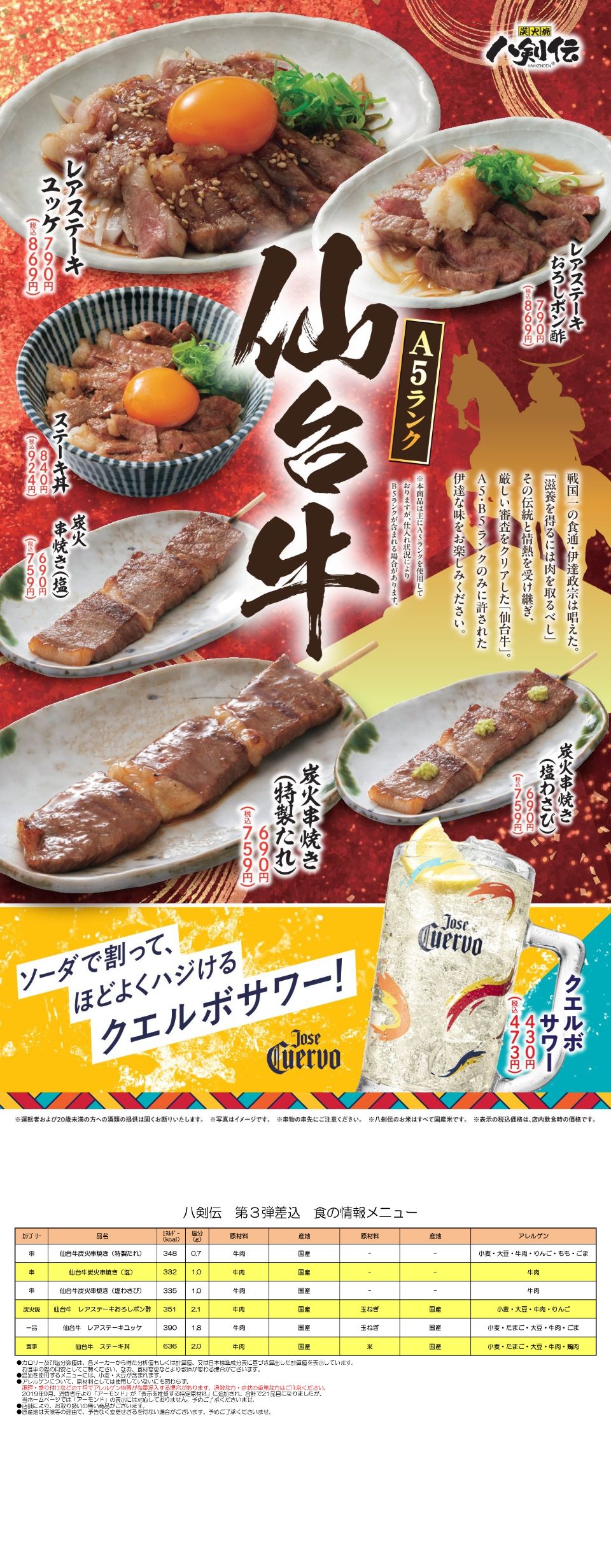 八剣伝「仙台牛」フェア